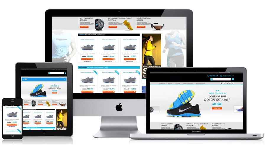 Foto una pagina de venta online abierta en varias plataformas
